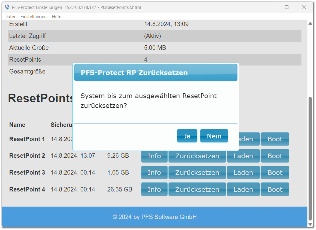 4.3.2.2. Zurücksetzen