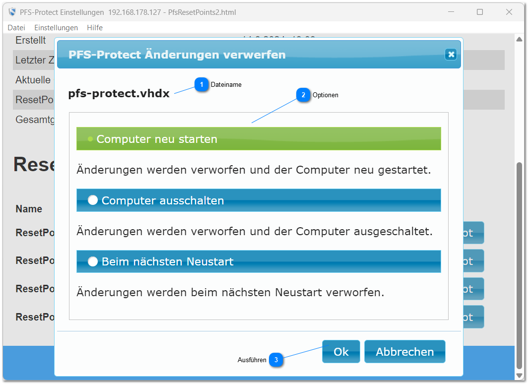 4.3.2.2. Zurücksetzen